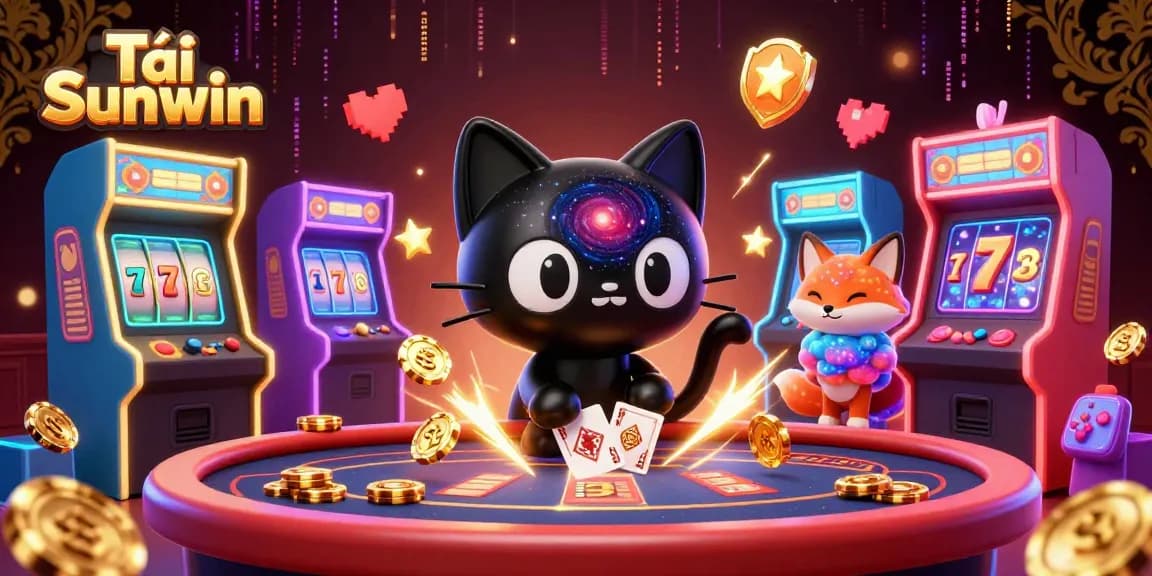 Tải Sunwin and immerse in interactive slot games with captivating features in this vibrant casino illustration.