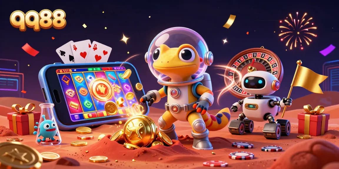 Engage with qq88 by entering a vibrant alien casino scene celebrating big wins through interactive gaming.