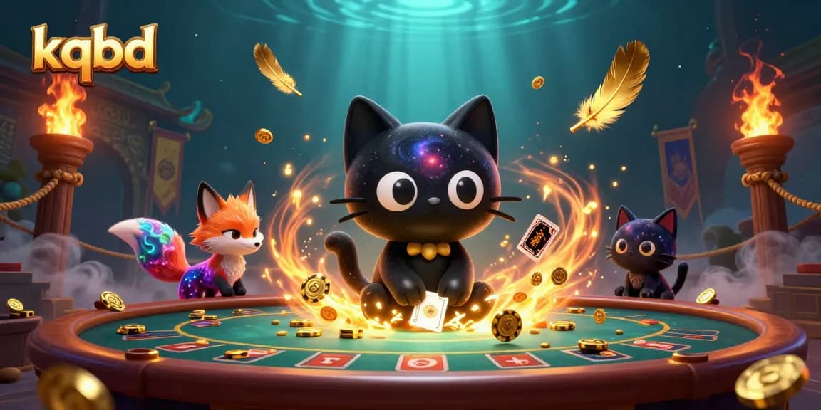 Engage with kqbd's thrilling cosmic casino scene featuring a black hole cat and a nebula fox.