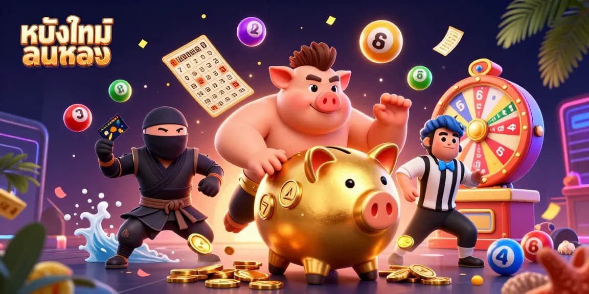ภาพการ์ตูน 3 มิติของ หนังใหม่ชนโรง กับนักสู้ซูโม่ทองคำที่เก็บเหรียญทองคำจากพื้น