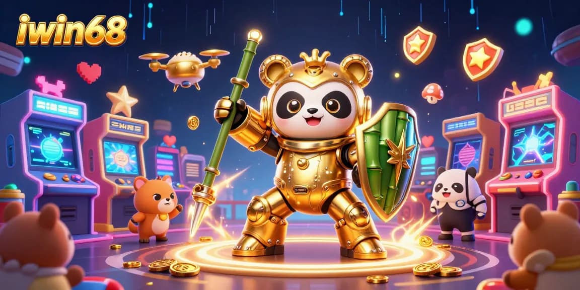 Experience thrilling gaming at iwin68 with vibrant 3D characters and arcade-inspired elements.
