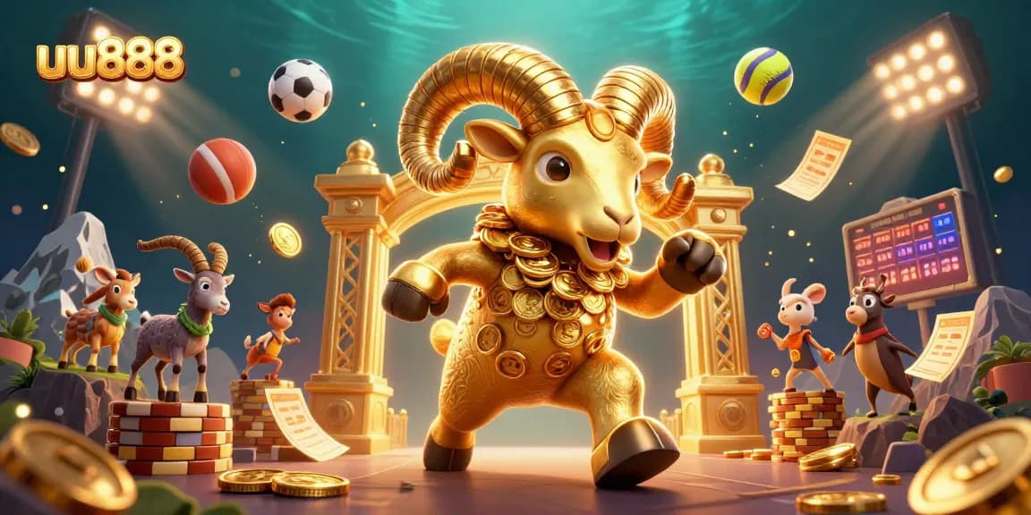 Experience thrilling gameplay with uu888 in this vibrant 3D casino scene featuring sports elements.