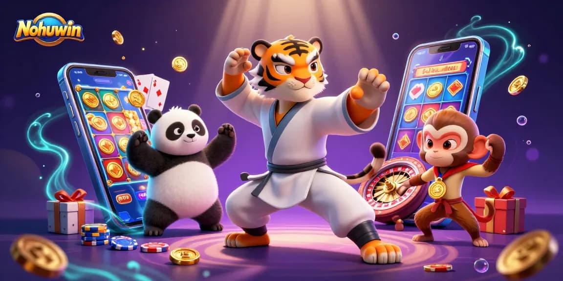 Nohuwin brings excitement with a dynamic scene of a kung fu tiger master and engaging casino elements.