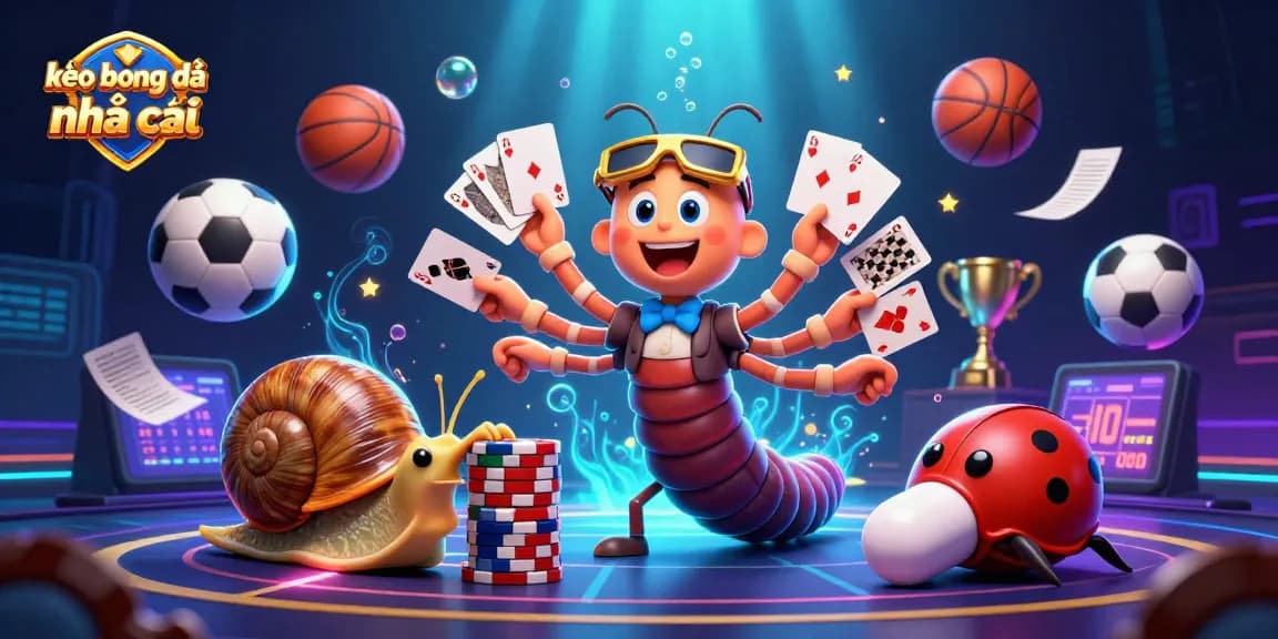 Engage with kèo bóng đá nhà cái by analyzing sports betting odds in a vibrant 3D illustration.