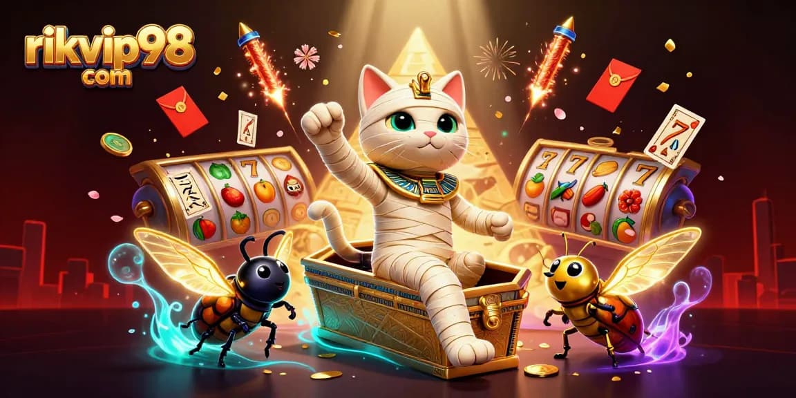 Experience dazzling jackpots at rikvip98 com, with vibrant slot games and colorful casino elements.