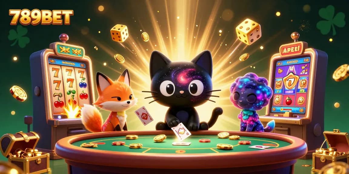Engage in thrilling gameplay with 789BET at this colorful cosmic casino scene.