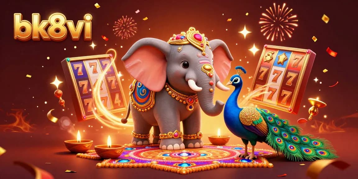 Spin and win at bk8vi with vibrant 3D carnival slots action featuring gold and festive elements.