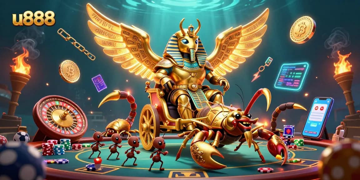 Win big with u888 in a dynamic casino scene featuring thrilling sports betting action and vibrant characters.