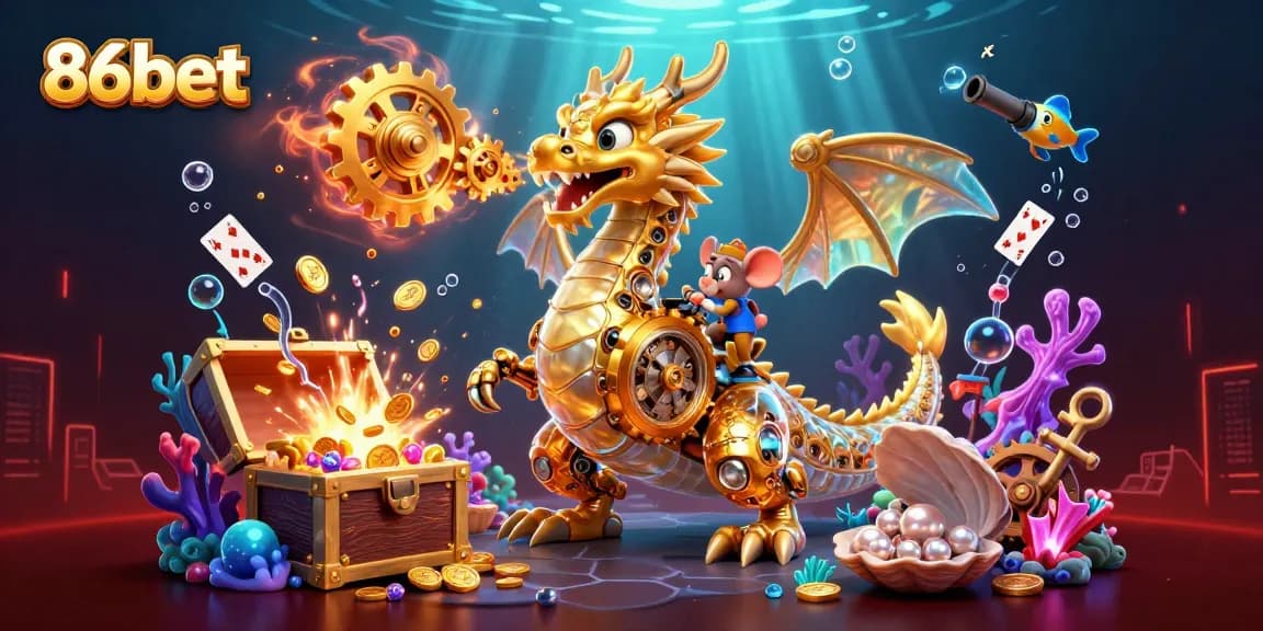 Engage in thrilling gaming adventures with 86bet at this vibrant casino-themed illustration.