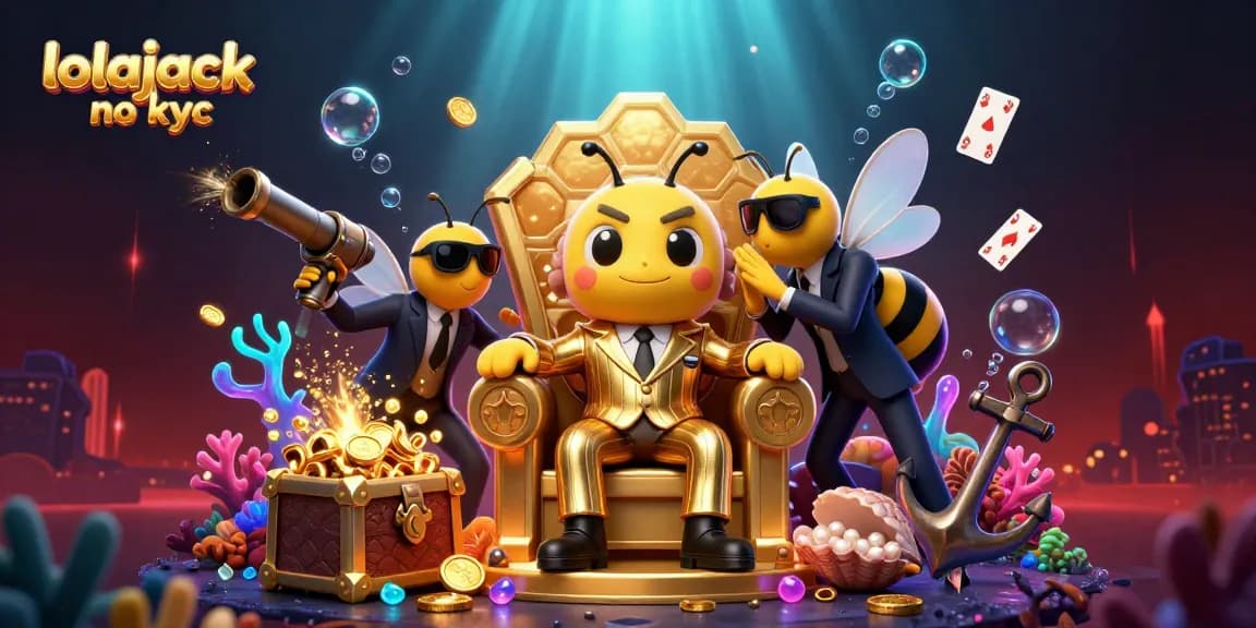 Engage with thrilling slots at lolajack no kyc, featuring playful cartoon characters amidst casinos.