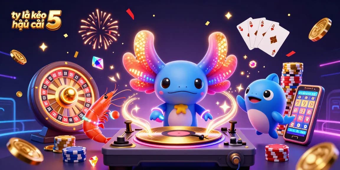 Experience the thrilling action of tỷ lệ kèo nhà cái 5 with vibrant 3D characters celebrating in a casino scene.