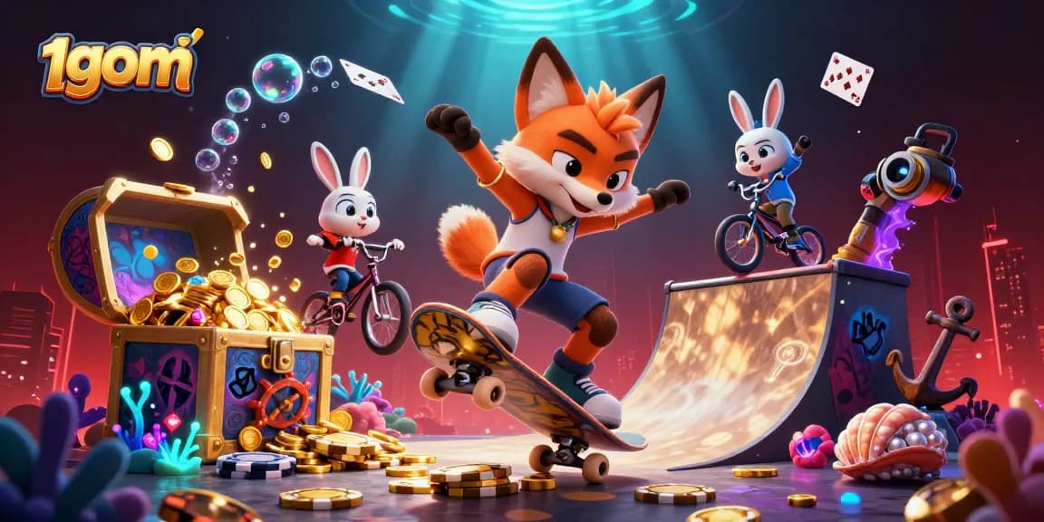 Experience 1gom's exciting casino adventure with dynamic characters and vibrant gambling elements