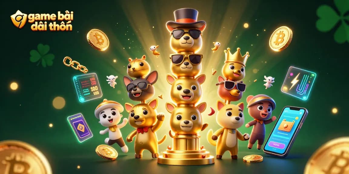 Experience the thrill of game bài đổi thưởng with animated characters and vibrant casino elements.
