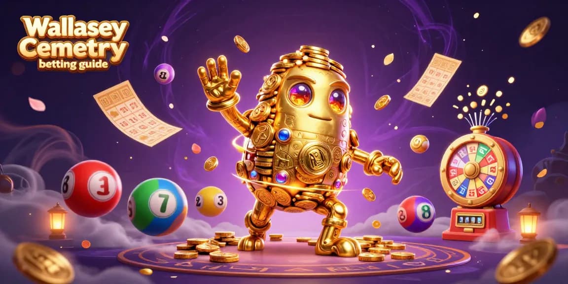 Wallasey Cemetery betting guide showcases a vibrant 3D golem and lottery elements in captivating casino art.