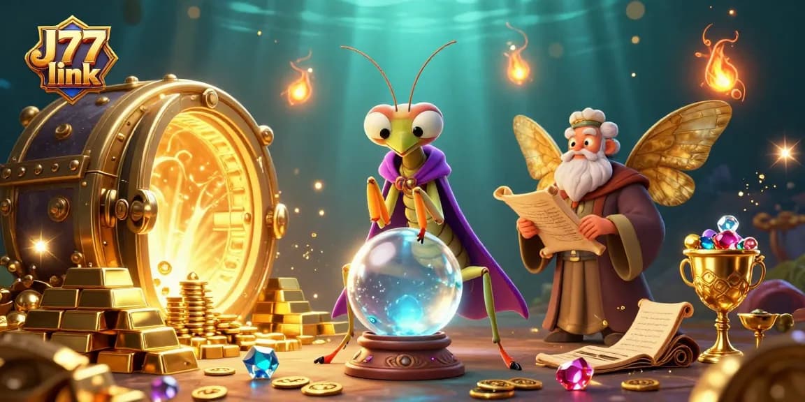 Engage with thrilling J77 link casino adventures in this vibrant 3D illustration.