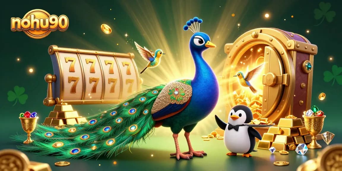 Engage with thrilling games at nohu90 featuring a vibrant casino scene with lively animated characters.