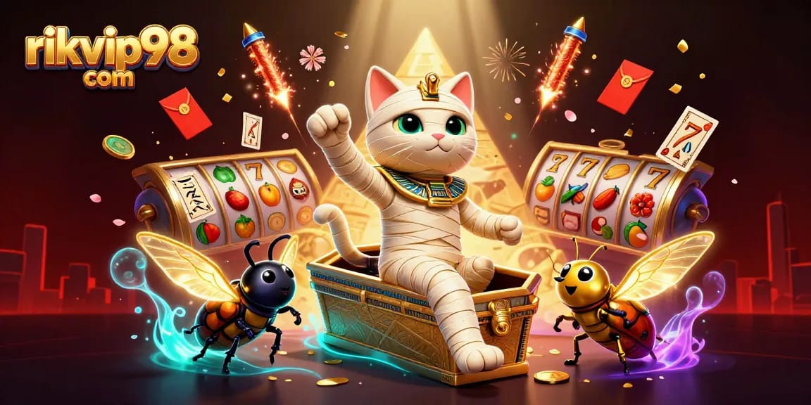 Experience dazzling jackpots at rikvip98 com, with vibrant slot games and colorful casino elements.