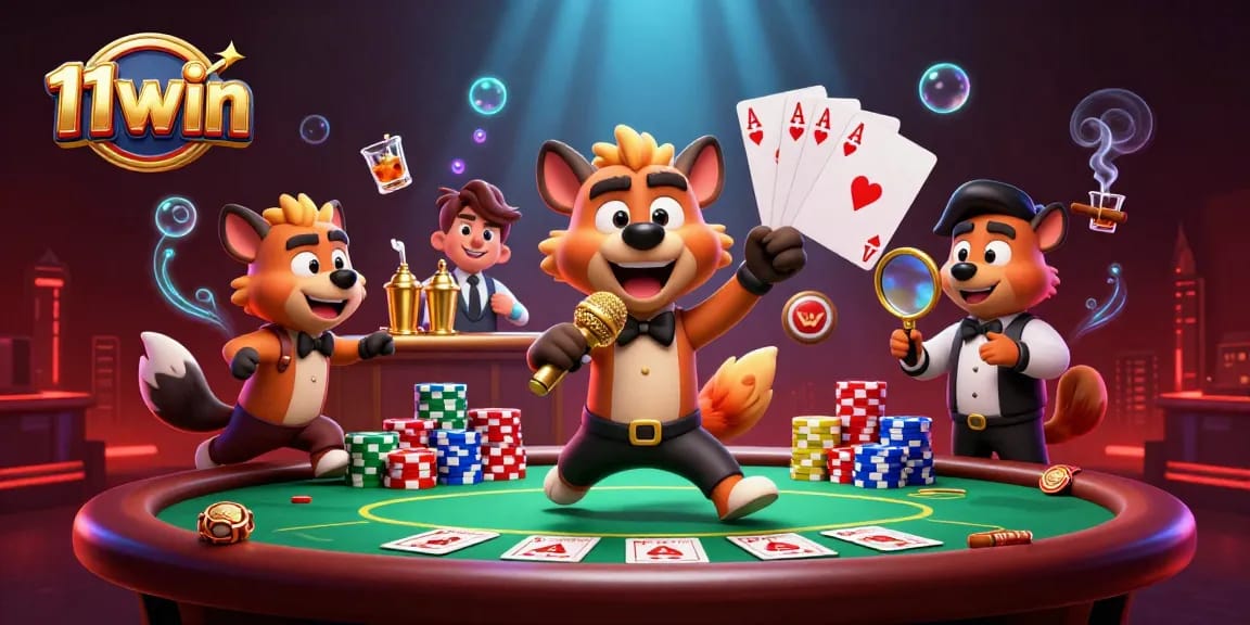Experience laughter and excitement at the 11win casino club, where hyenas deliver comedy with vibrant gaming elements.