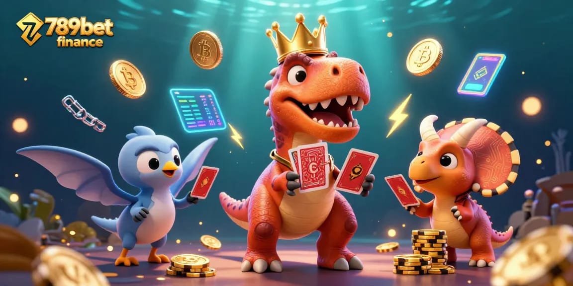 Experience thrilling gaming action at 789bet finance with vibrant 3D illustrations featuring crypto and casino elements.