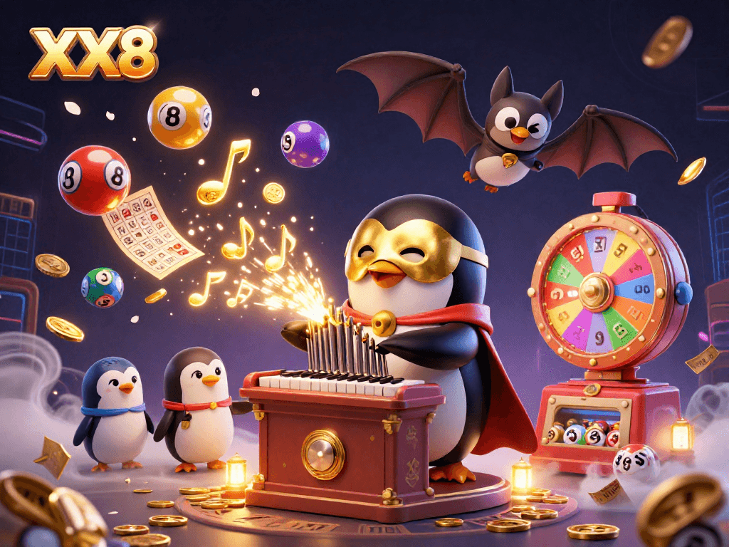 Engage with thrilling gameplay at XX8 casino, featuring colorful lottery elements and dynamic characters in a lively atmosphere.