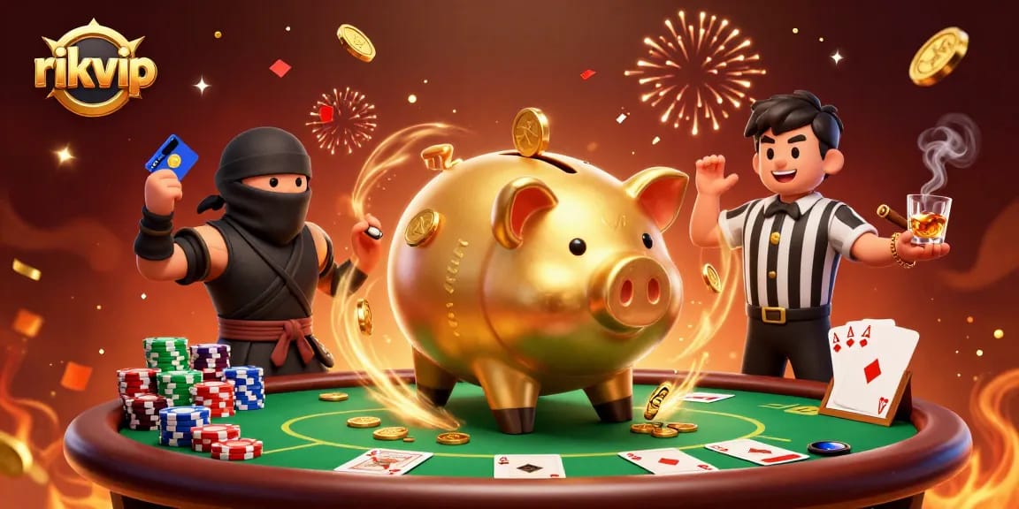 Experience thrilling casino action at rikvip with a dazzling 3D illustration of dynamic characters.