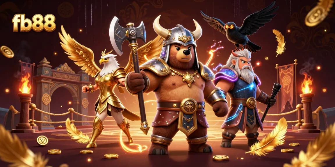 Experience dynamic action at fb88 casino with a vivid illustration of engaging 3D characters and rich gaming elements.