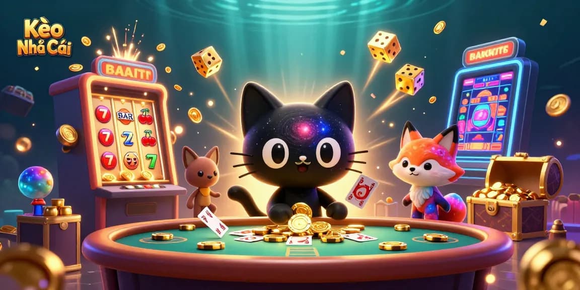 Kèo Nhà Cái invites players to win at a cosmic casino with a captivating scene of luck and abundance.