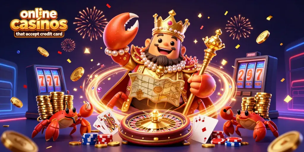 Win big at online casinos that accept credit card with our vibrant 3D casino scene illustration.