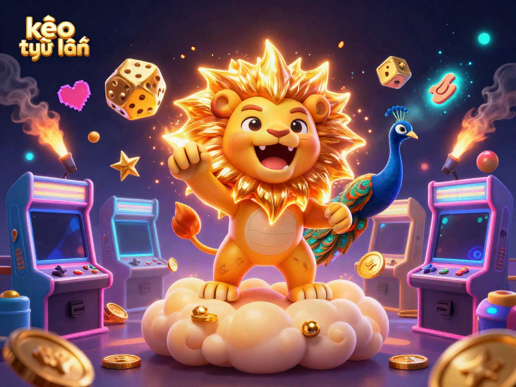 Engage with kèo trực tuyến in an exciting 3D casino scene featuring vibrant characters and glowing game elements.