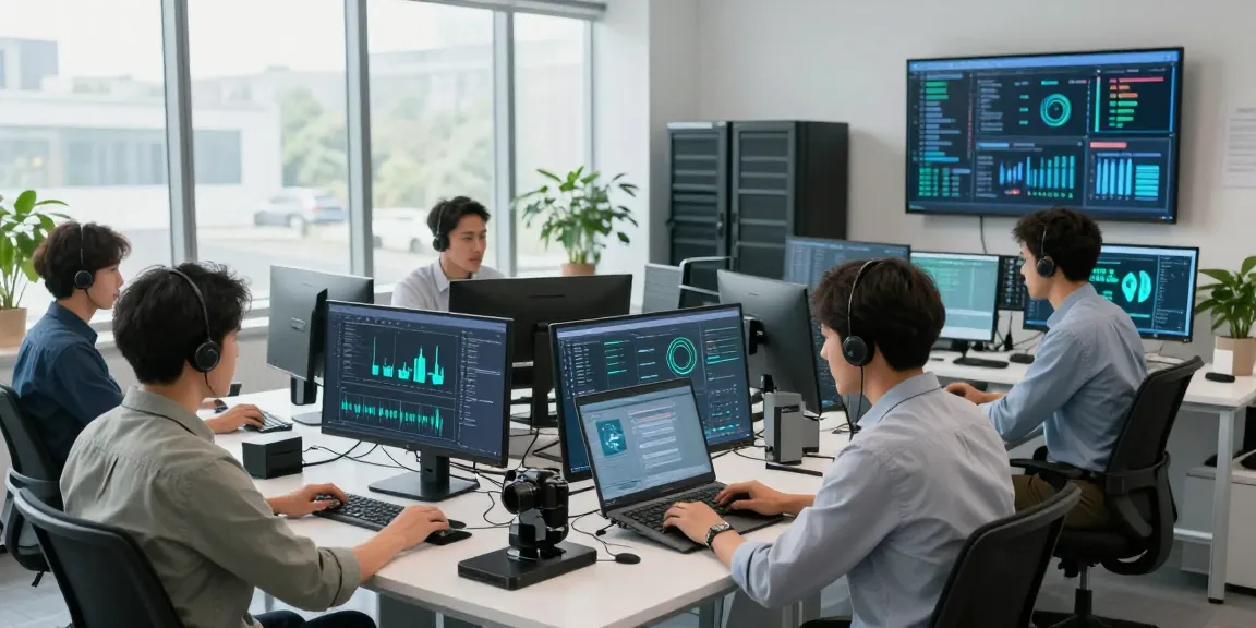 IT support services for small business team collaborating in modern office.