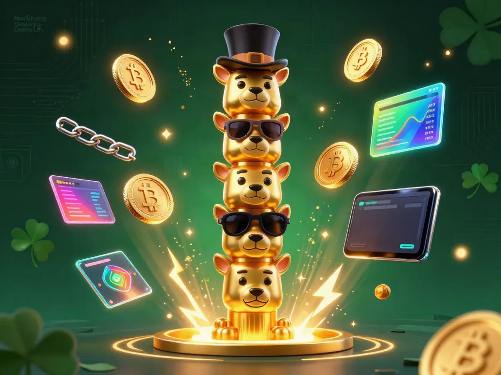 Experience thrilling games at Non Gamstop Casino UK with a vibrant 3D illustration featuring a golden totem pole and crypto elements.
