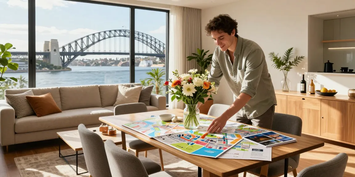 Sydney short-let property management: a stylish apartment with dining setup, showcasing local attractions and warm hospitality.