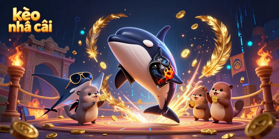 Experience the excitement of sports betting with kèo nhà cái as vibrant orca, stingray, and otters celebrate with golden coins.