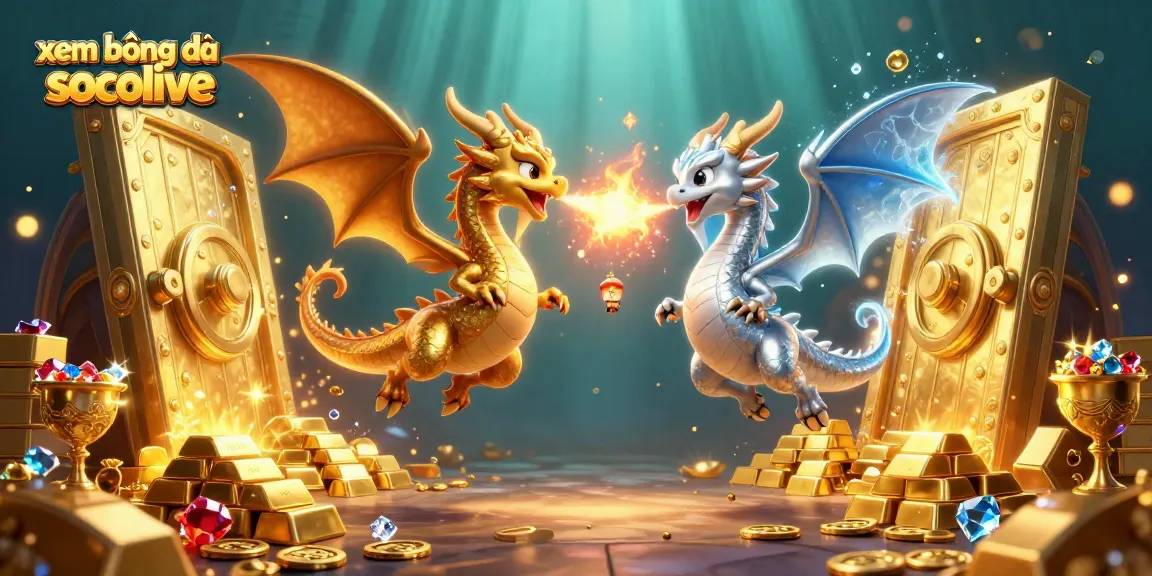 Experience xem bóng đá socolive with dynamic dragons and treasure, showcasing online betting excitement.