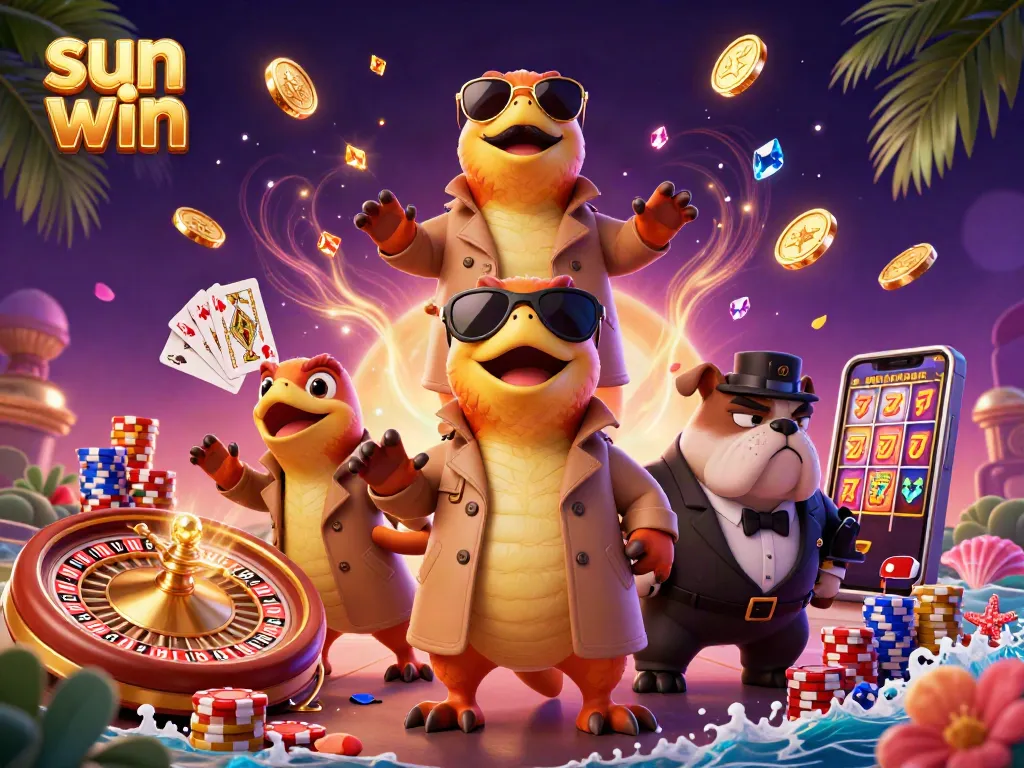 Experience the excitement of sun win with thrilling raptor characters attempting to enter a casino lounge.