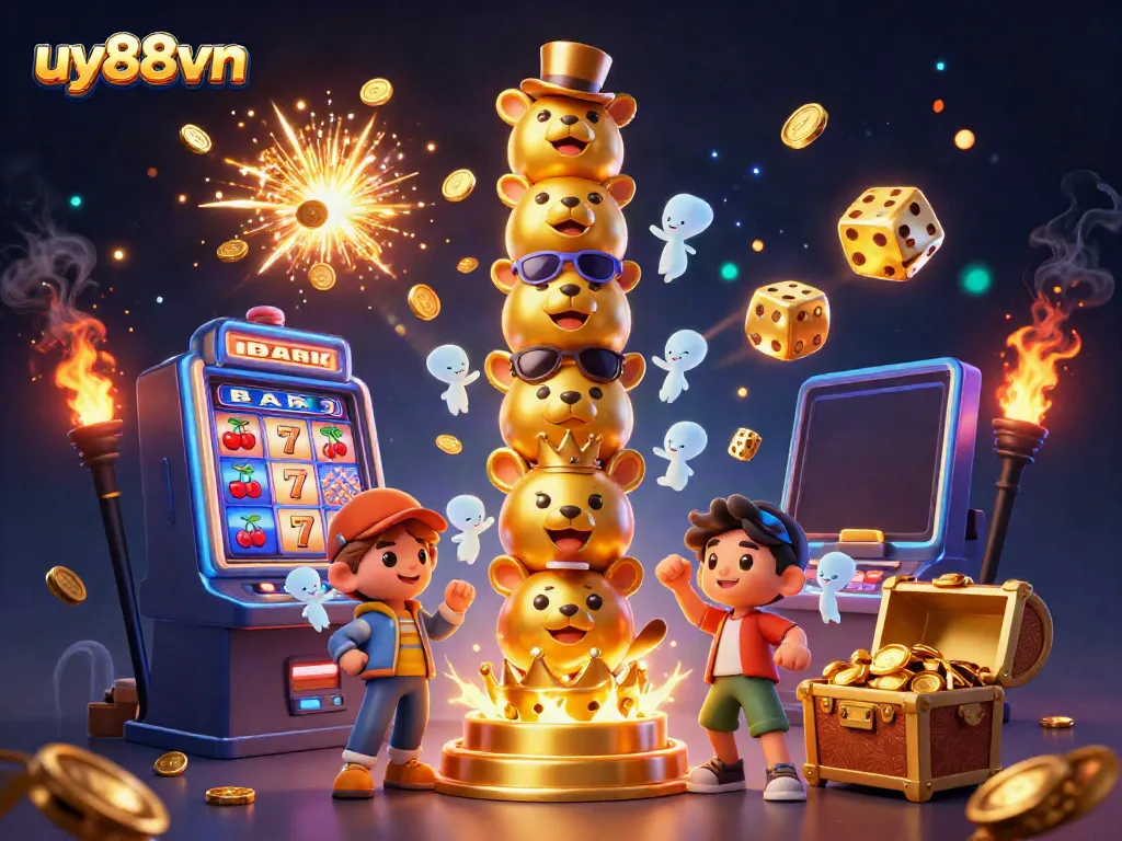 Win big at uy88vn with a vibrant illustration showcasing excitement and energy in casino gaming.
